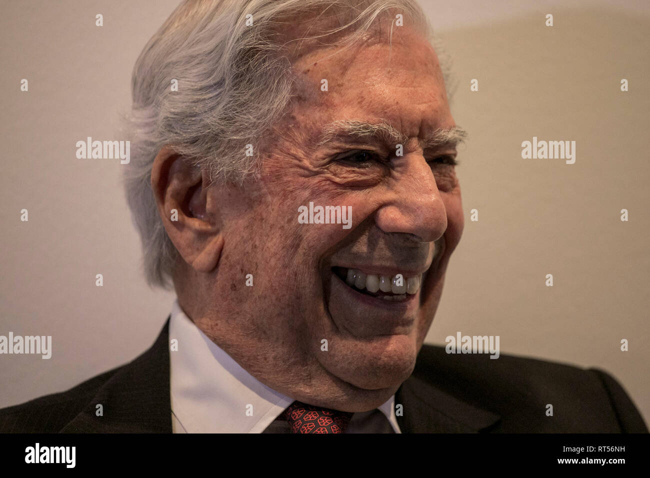 Mario Vargas Llosa während der Konferenz gesehen. Eröffnungskonferenz des 38. Ausgabe der ARCO Madrid mit Mario Vargas Llosa, der peruanische Schriftsteller gilt als einer der wichtigsten zeitgenössischen Romanciers und Essayisten. Stockfoto