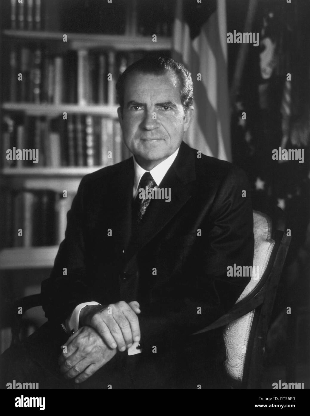 Amerikanische Geschichte Porträt von Präsident Richard Nixon. Stockfoto