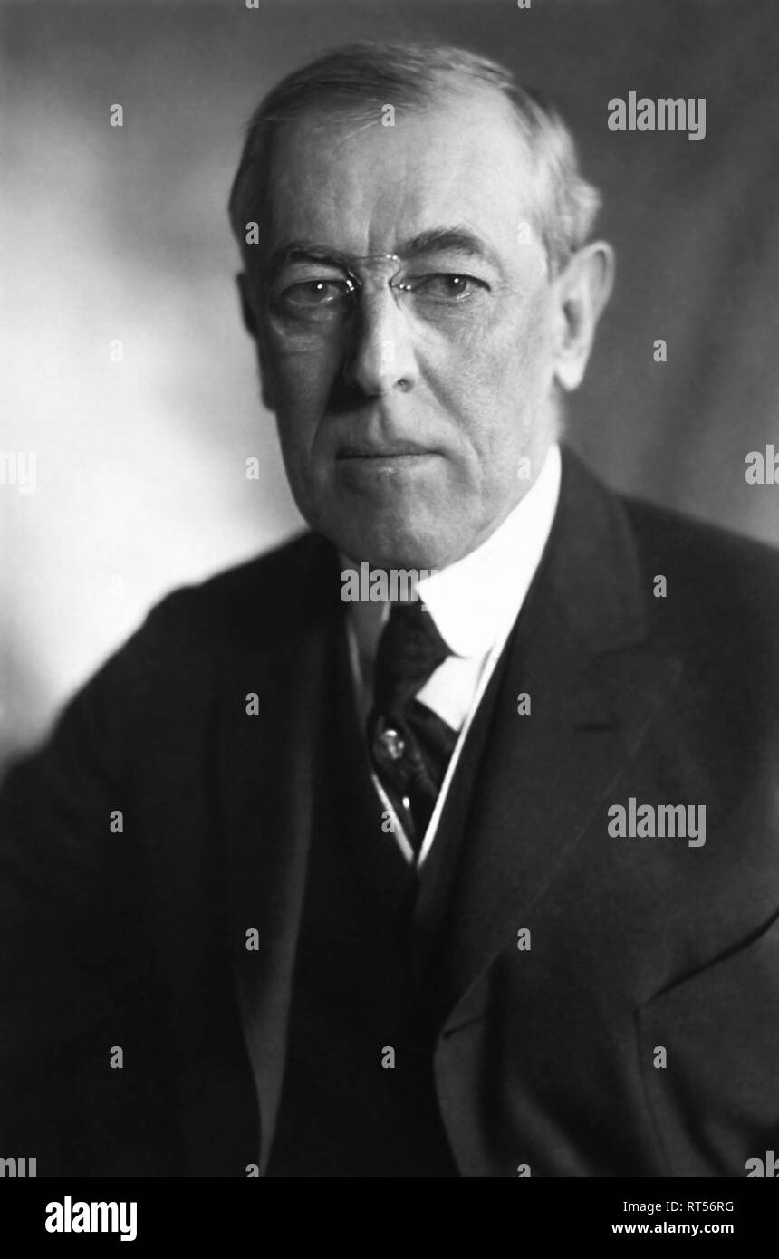 Amerikanische Geschichte Porträt von Präsident Woodrow Wilson. Stockfoto