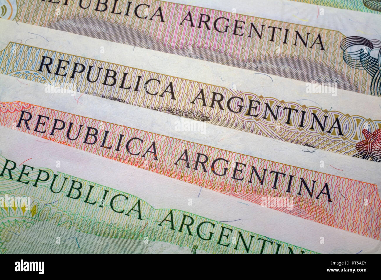 In der Nähe der argentinischen Papier Banknoten Stockfoto