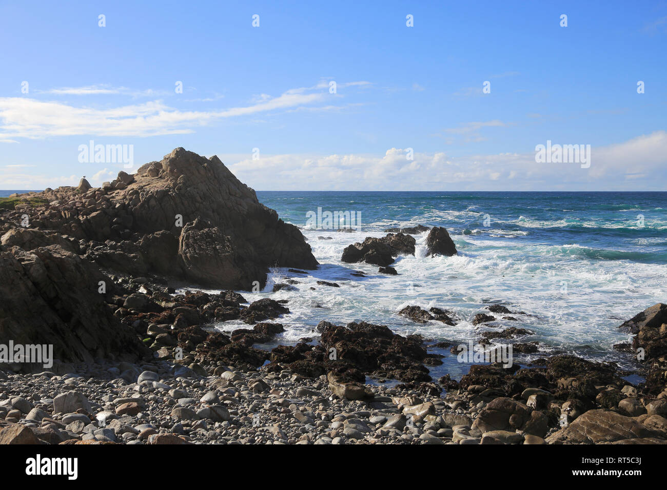 17 Mile Drive, felsigen Küste, Kieselstrand, Monterey Halbinsel, Pazifischer Ozean, Kalifornien, USA Stockfoto