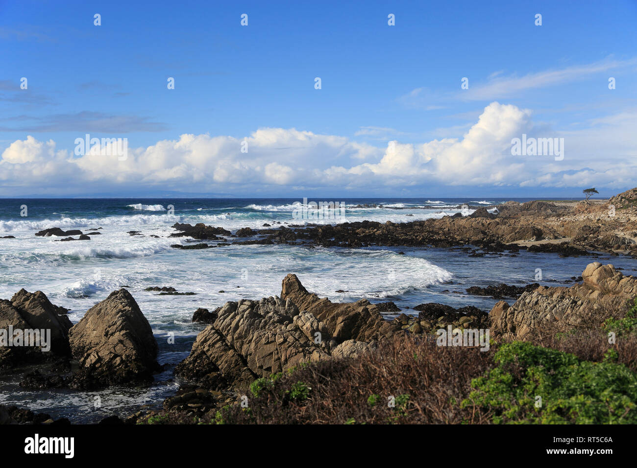 17 Mile Drive, felsigen Küste, Kieselstrand, Monterey Halbinsel, Pazifischer Ozean, Kalifornien, USA Stockfoto