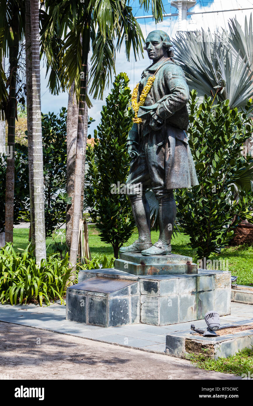 Statue von Kapitän Francis Light, Fort Cornwallis, Georgetown, Penang, Malaysia Stockfoto