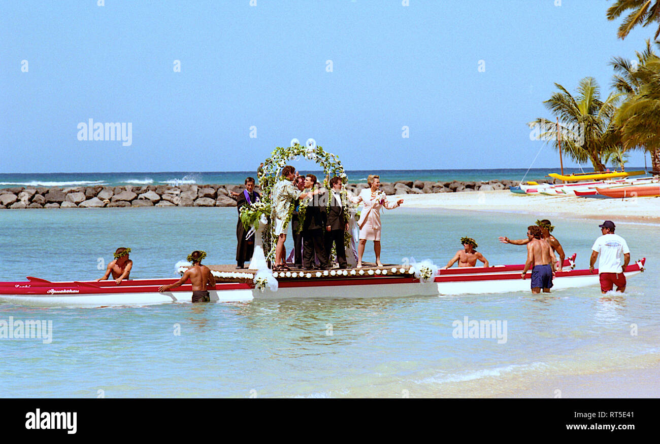 Honolulu, Hawaii, 20. Juli 1999 Erster Tag der Dreharbeiten "BayWatch Hawaii. Hintergrund Extras auf dem Set von "Baywatch Hawaii" Stockfoto