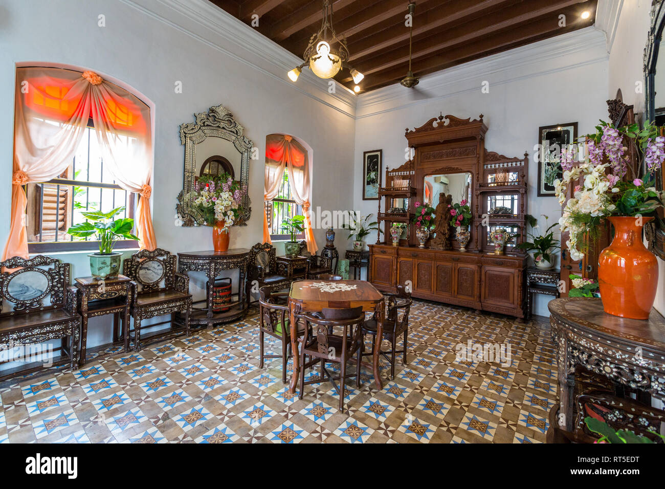 Peranakan Mansion, Spielzimmer, Georgetown, Penang, Malaysia. Stockfoto