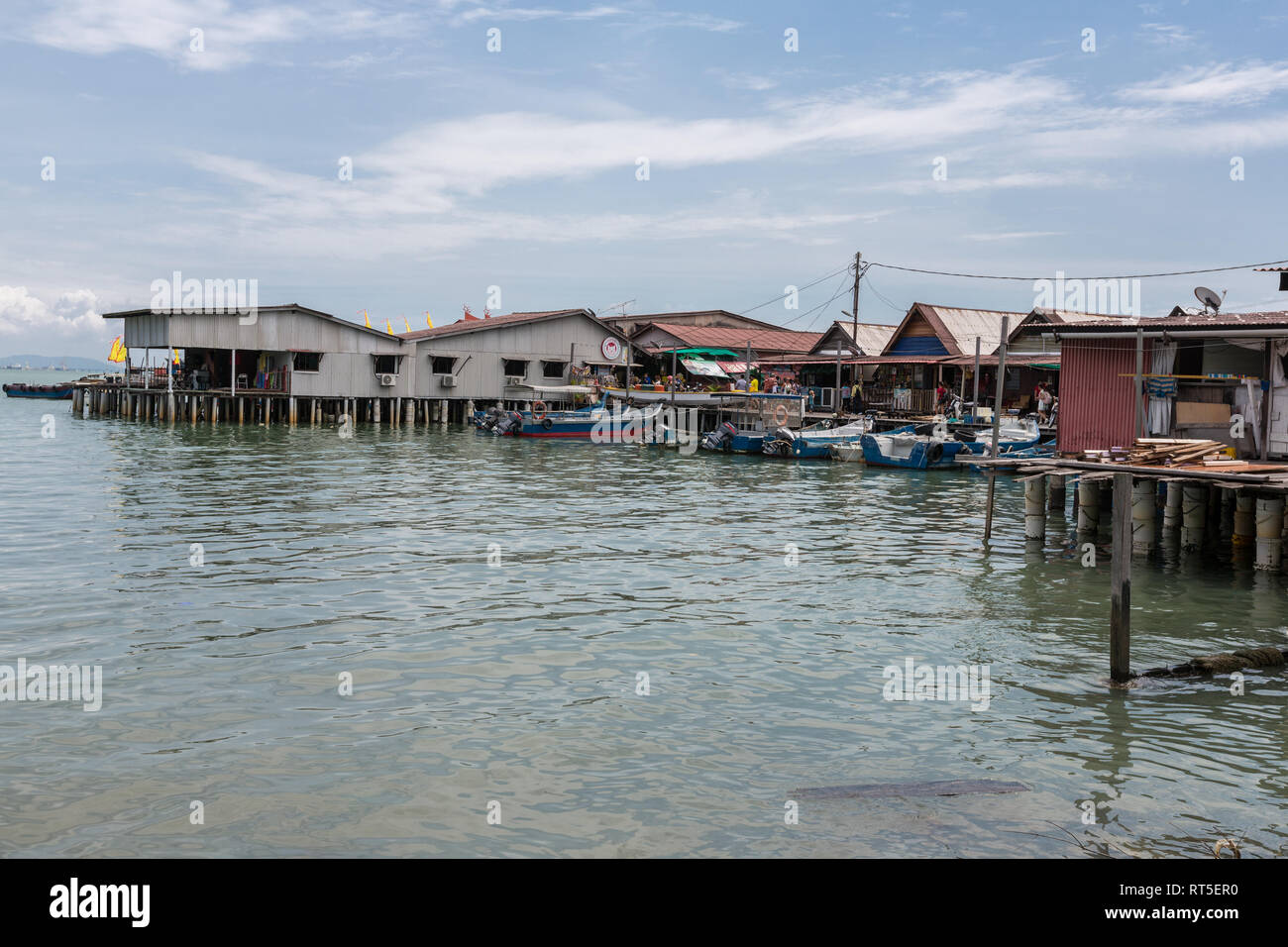 George Town, Penang, Malaysia. Kauen Bootsanleger, eine historische chinesische Siedlung. Stockfoto