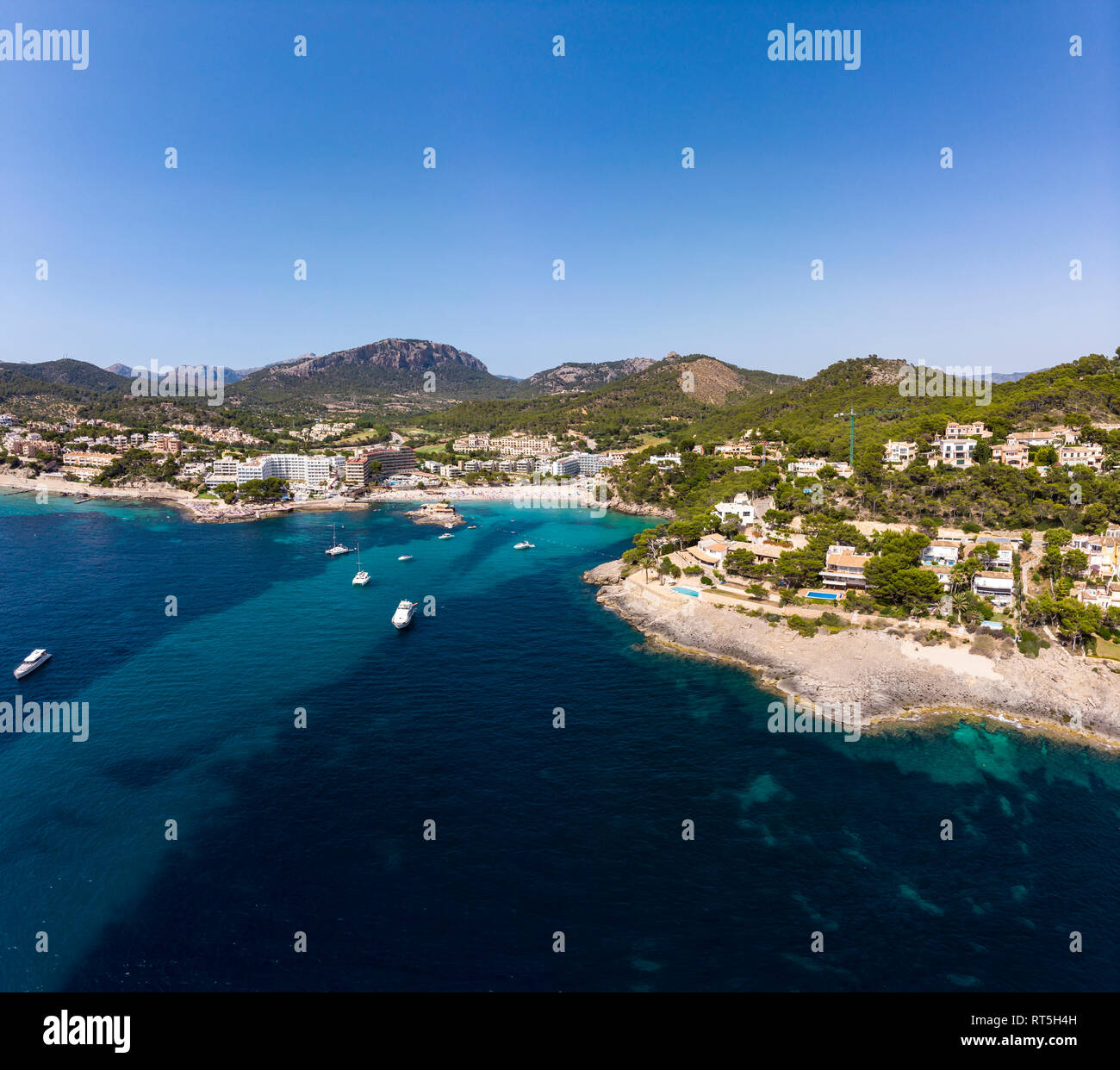 Spanien, Balearen, Mallorce, Calvia Region, Costa de la Calma, Luftaufnahme von Camp de Mar Stockfoto