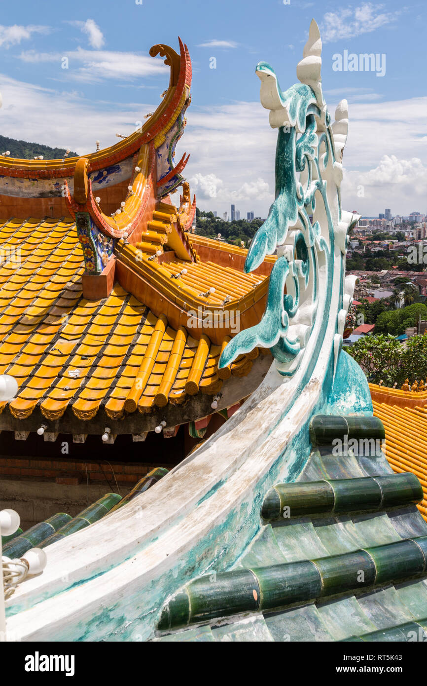 Verbot Po Thar Pagodendach Details, Kek Lok Si-buddhistische Tempel, Georgetown, Penang, Malaysia. Stockfoto