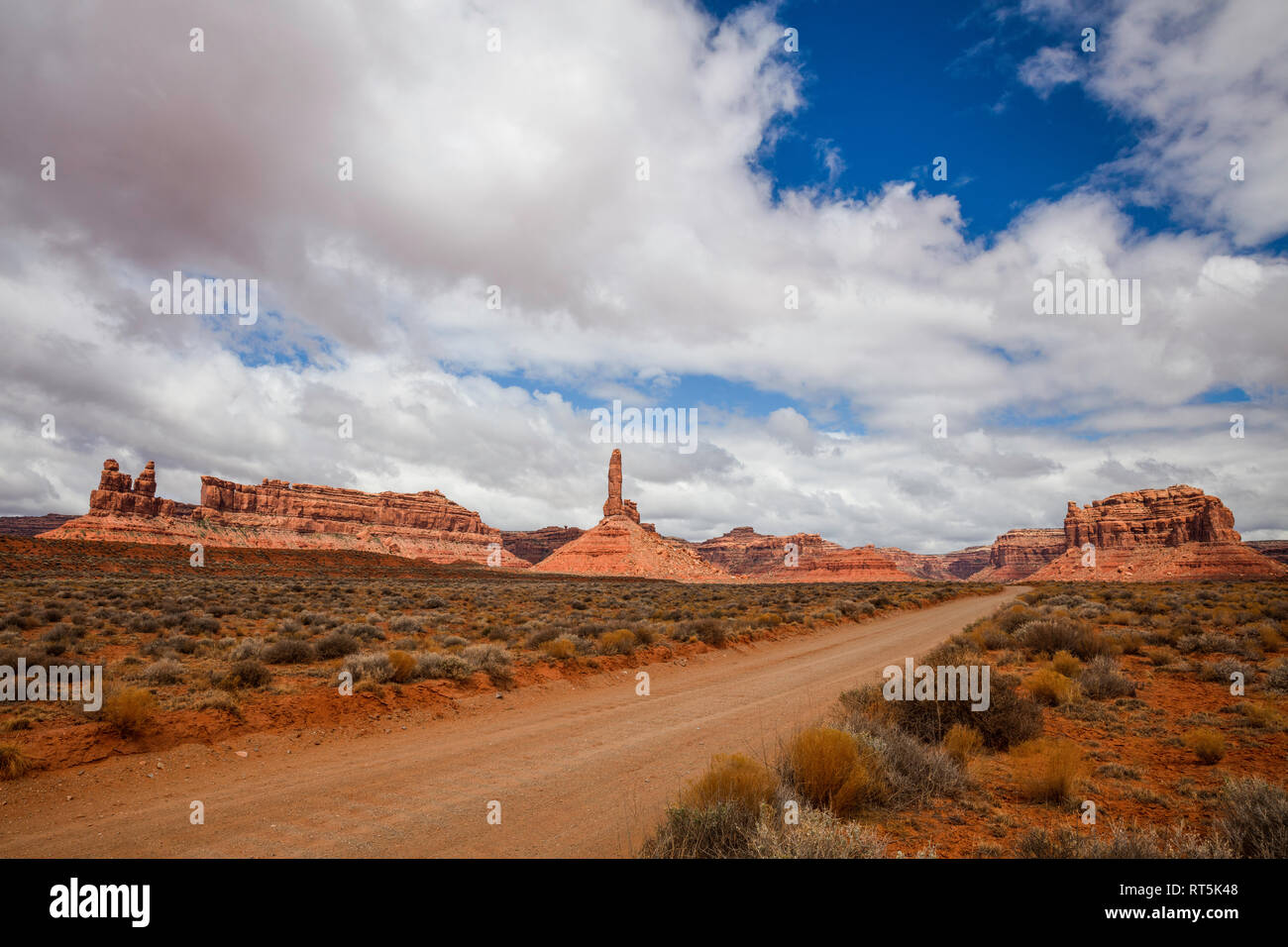Schmutz der Straße durch das Tal der Götter, Bären Ohren National Monument, Utah Stockfoto