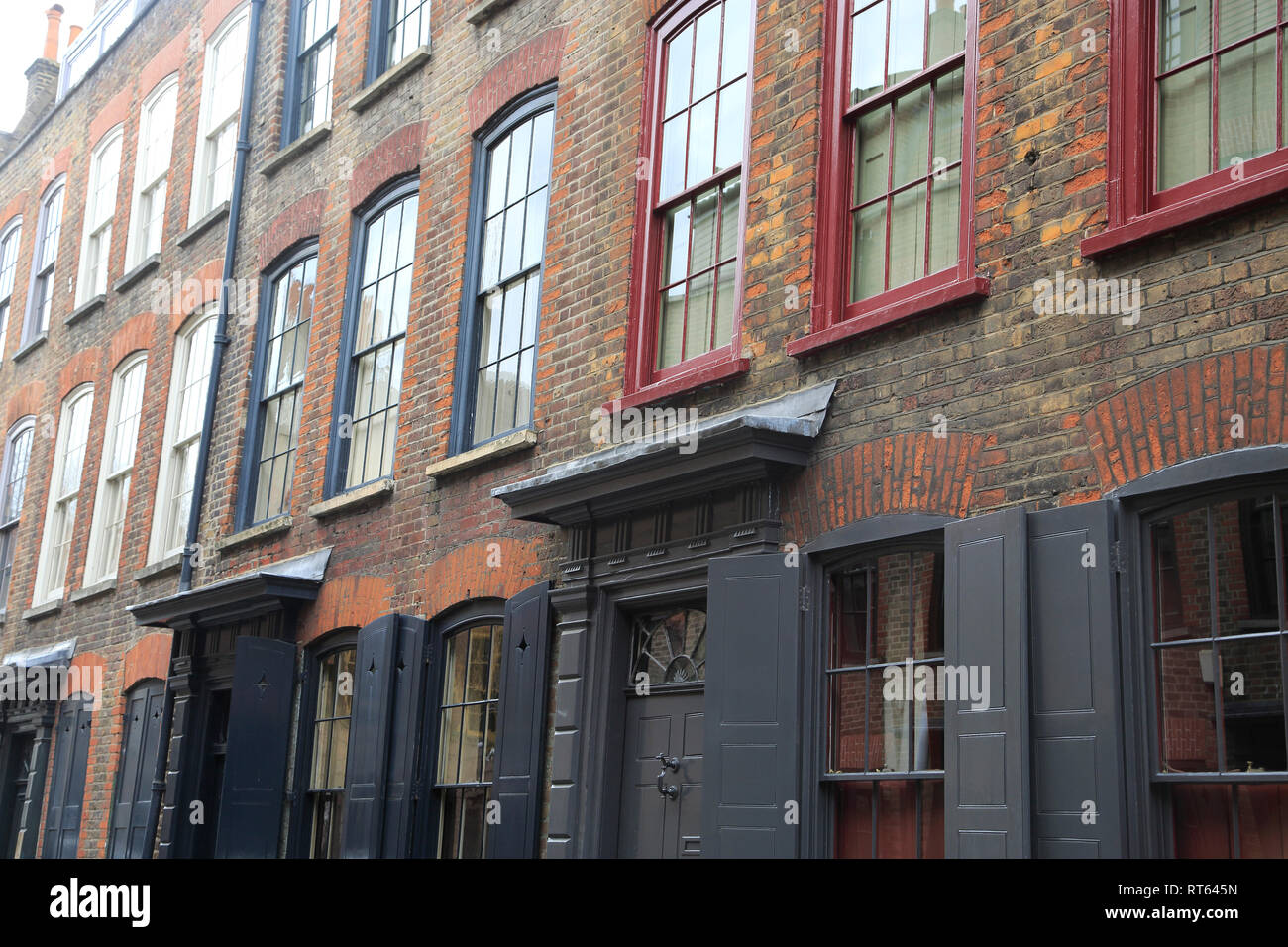 Jahrhundert, Historische hugenottischen Häuser, Spitalfields, East End, London, England, Vereinigtes Königreich Stockfoto