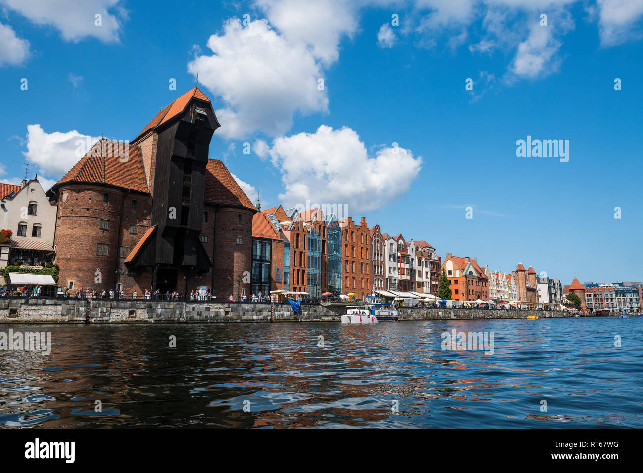 Polen, Danzig, Hanse Häuser und Kran Tor an der Mottlau Stockfoto