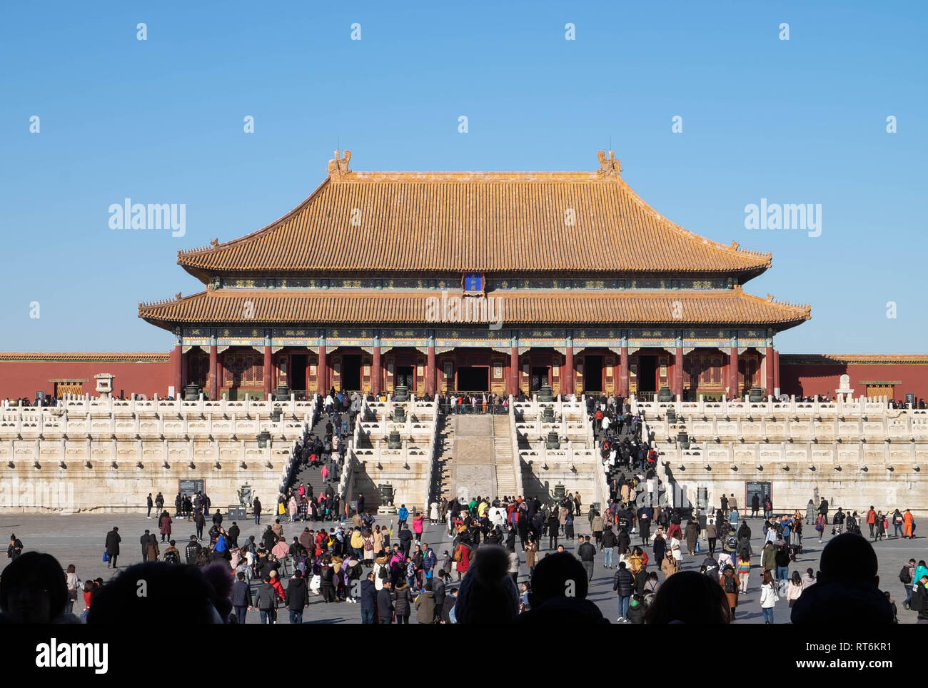 Peking, China - Januar 16, 2019: Die verbotene Palast in der Stadt Beijing, China. Es ist der größte Palast in China. Die berühmten antiken Verboten Ci Stockfoto