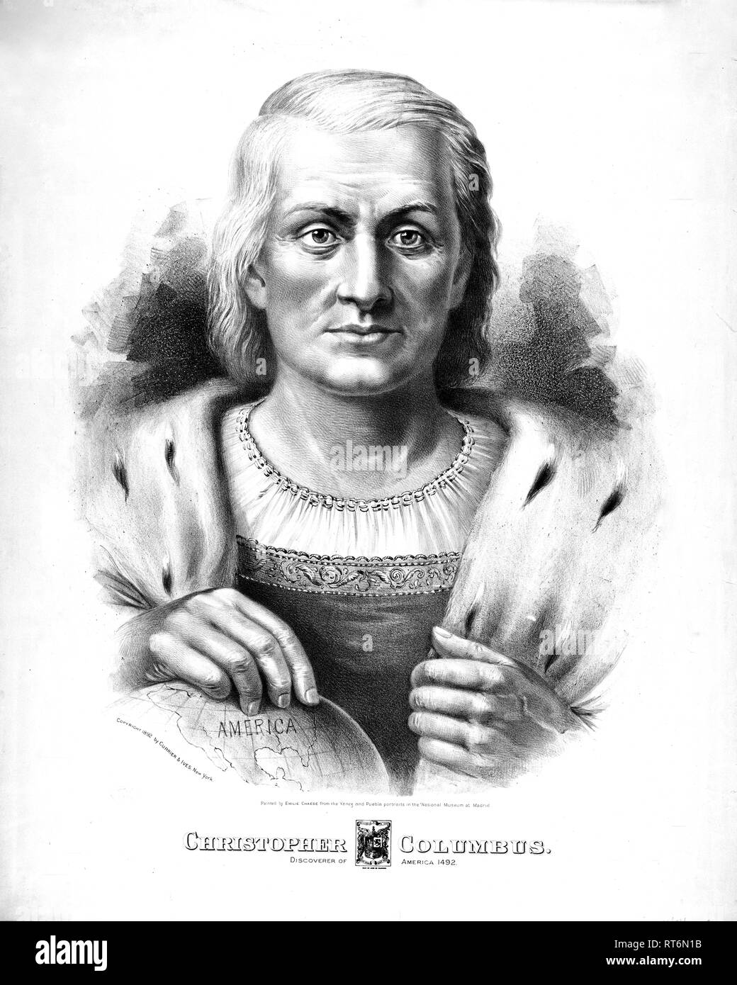 400 Jahr Jubiläum - Christoph Kolumbus Entdecker Amerikas 1492 c 1892 Stockfoto