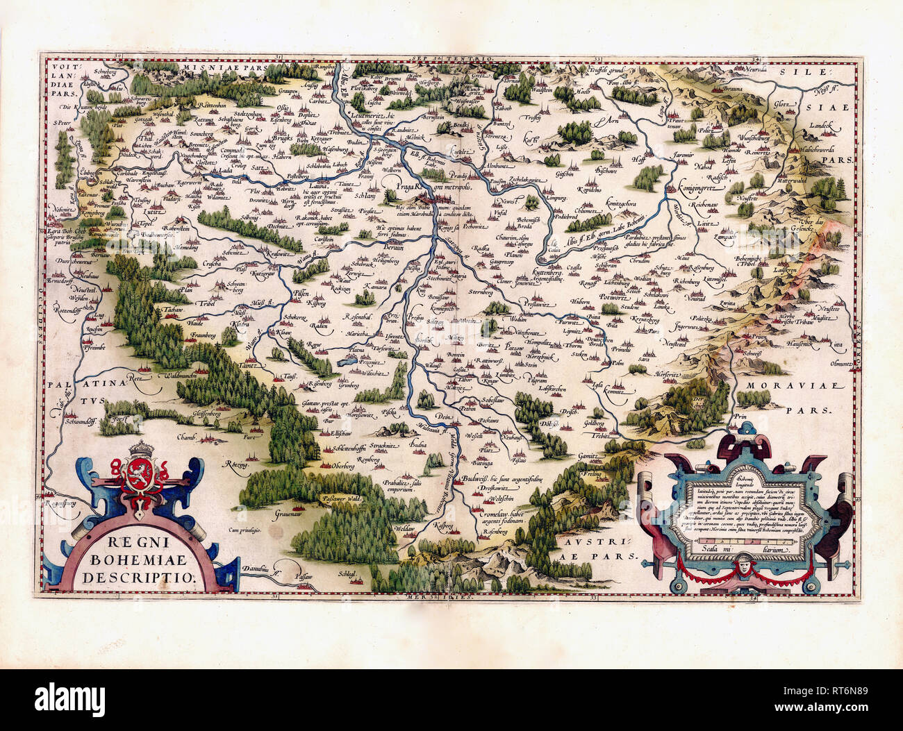 Abraham Ortelius - Erste Welt Atlas Ca. 1570 - Böhmen Stockfoto