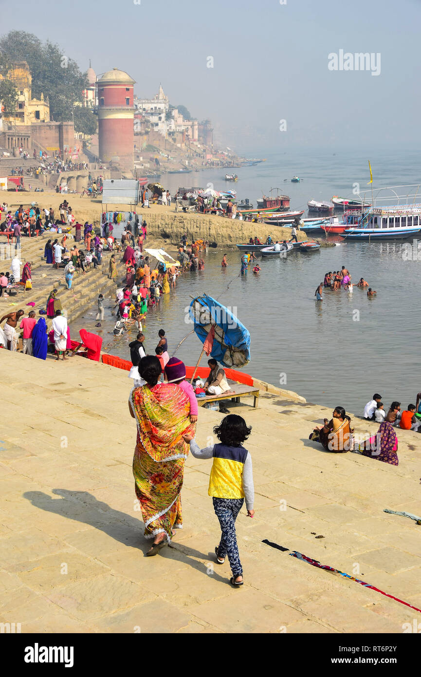 Ghats, Varanasi, Indien Stockfoto