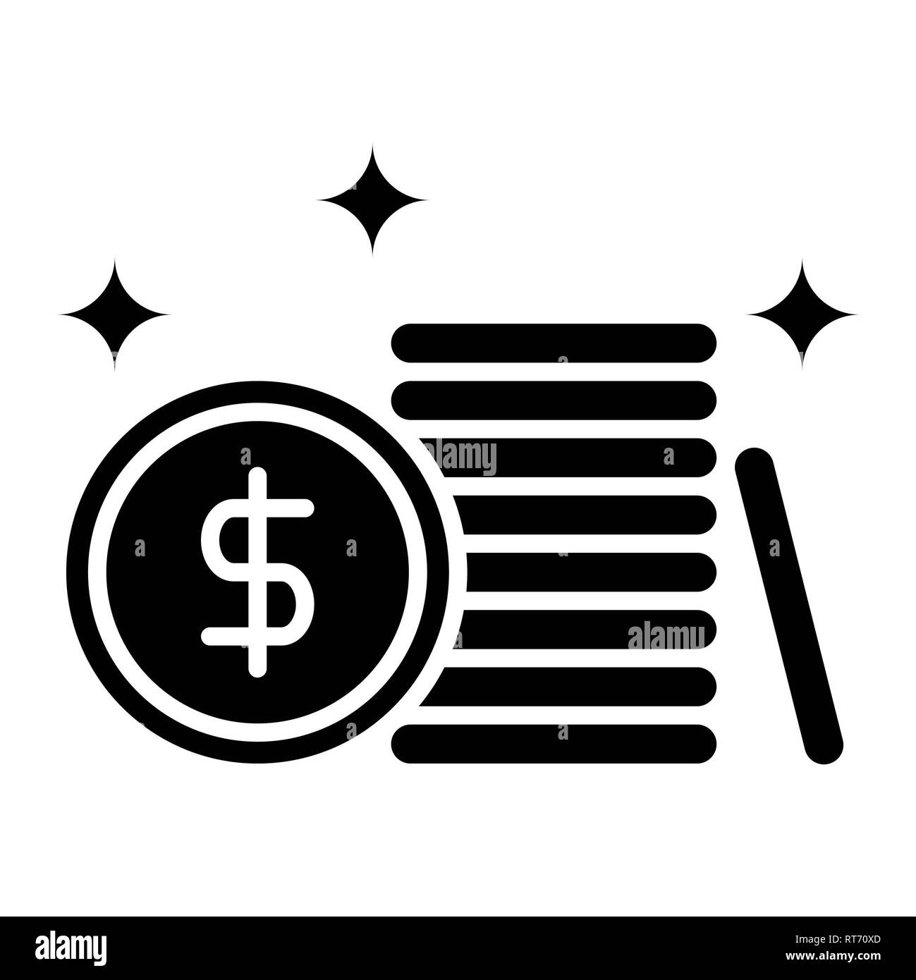 Münze Symbol, Vector Illustration, Finanzen Glyphe Stockfoto