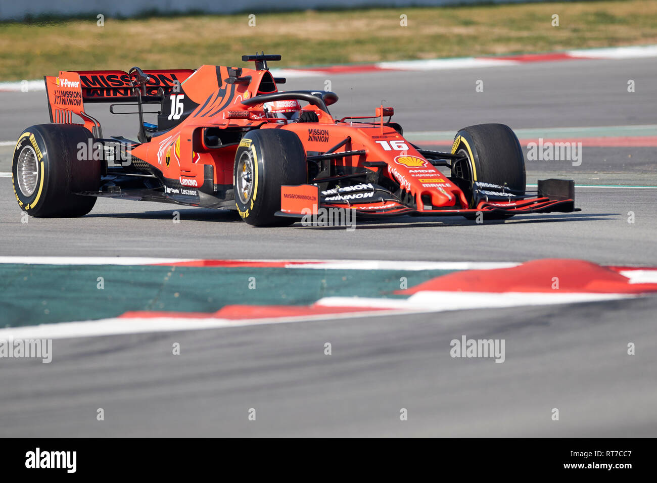 Montmelo, Barcelona, Spanien. 28.Februar 2019. Charles Leclerc (Scuderia Ferrari Mission Worfeln) SF 90 Auto, in Aktion gesehen im Winter Testtagen auf dem Circuit de Catalunya in Montmelo (Katalonien). Credit: SOPA Images Limited/Alamy leben Nachrichten Stockfoto