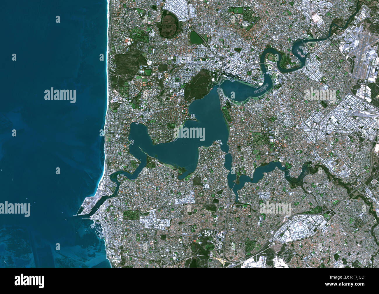 Satellitenbild von Perth, Australien Stockfoto