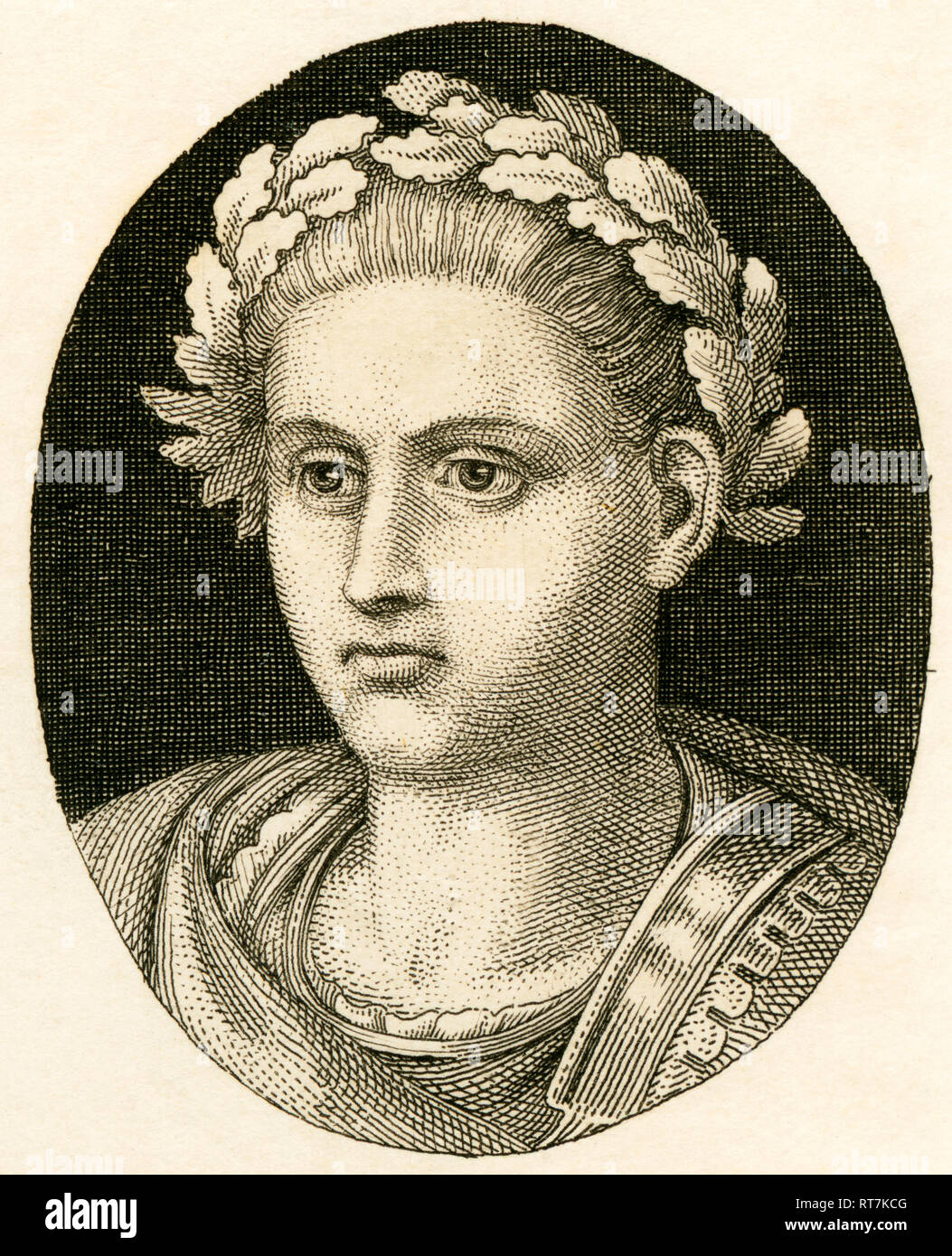 Trajan, Römischer Kaiser, Kupferstich von Strahlheim, ungefähr 1840 Th., Artist's Urheberrecht nicht gelöscht werden Stockfoto