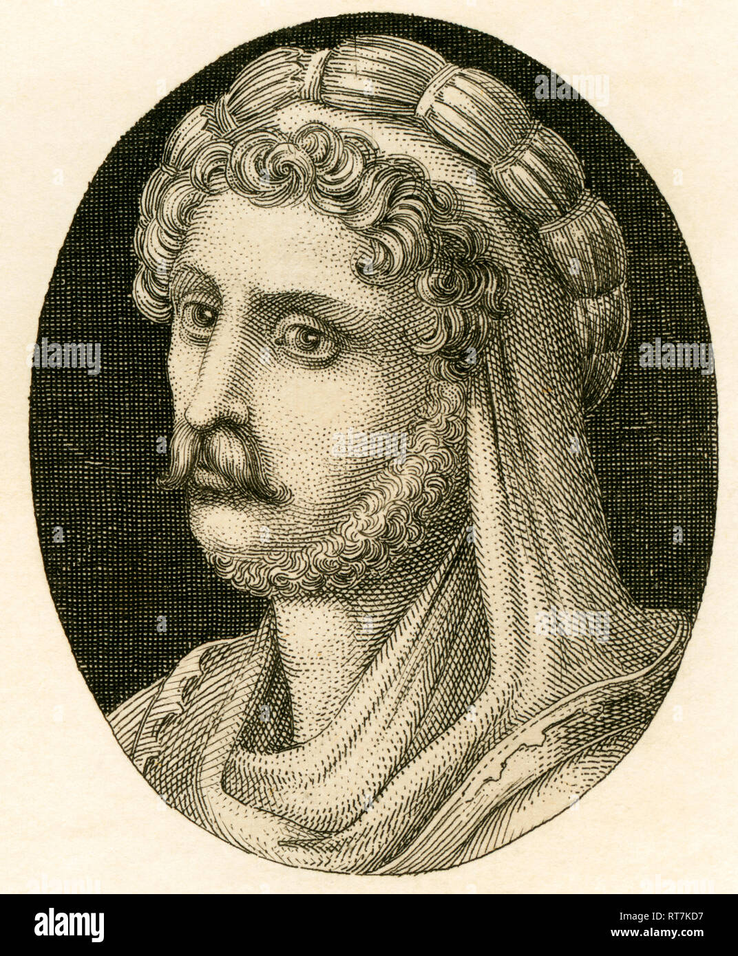 Antonius Pius, Römischer Kaiser von 138 bis 161, Kupferstich von Strahlheim, ungefähr 1840 Th., Artist's Urheberrecht nicht gelöscht werden Stockfoto