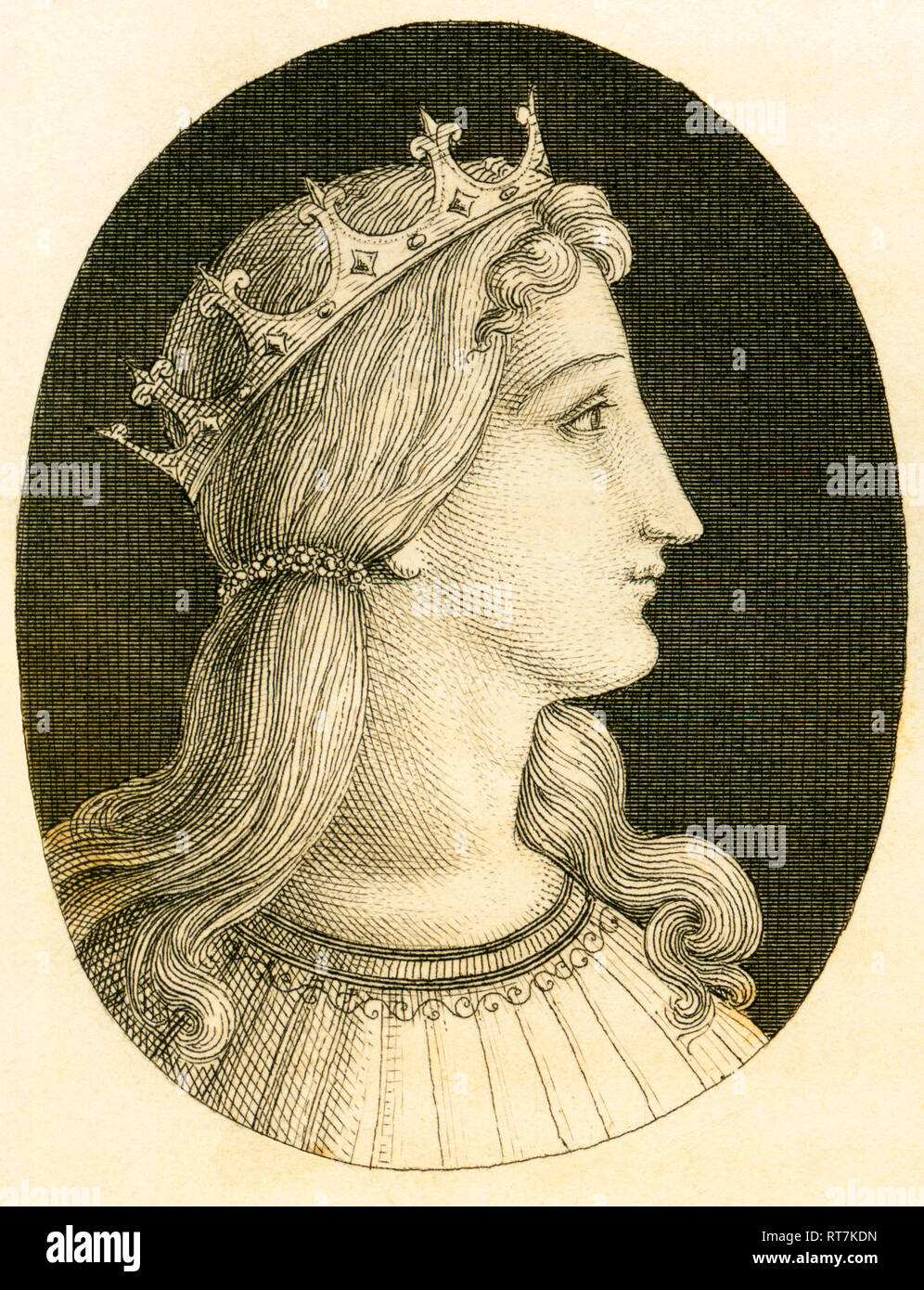 Irene von Athen, Byzantinische Kaiserin, Kupferstich von Strahlheim, ungefähr 1840 Th., Artist's Urheberrecht nicht geklärt zu werden. Stockfoto