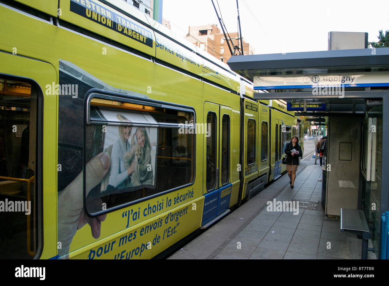 RATP Straßenbahn, Bobigny, Seine-Saint-Denis, Frankreich Stockfoto