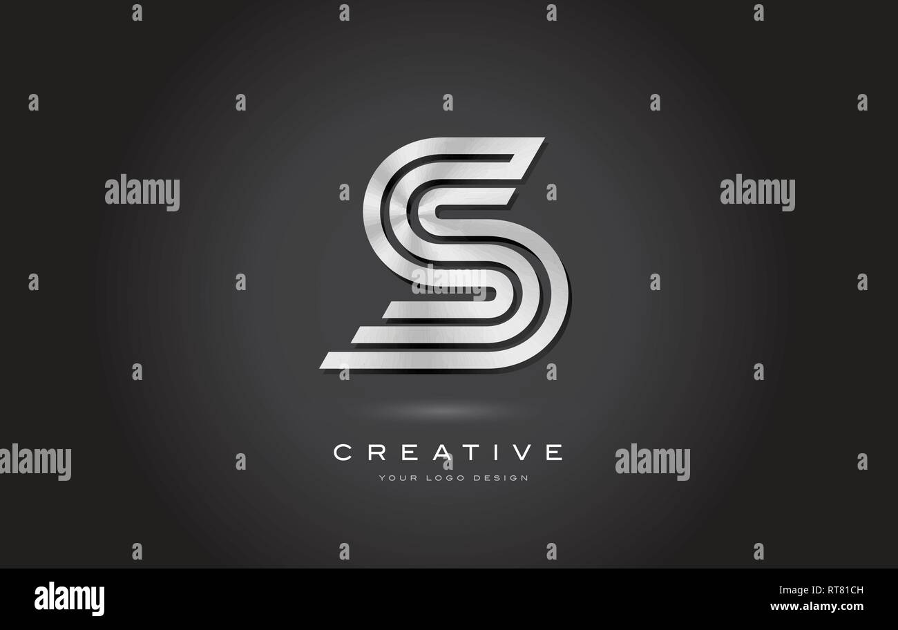S Silber Stahl Schreiben Monogramm Logo Design. Moderne S Metall Icon mit Kreativen schöne Eisen Metall Textur Vektor. Stock Vektor