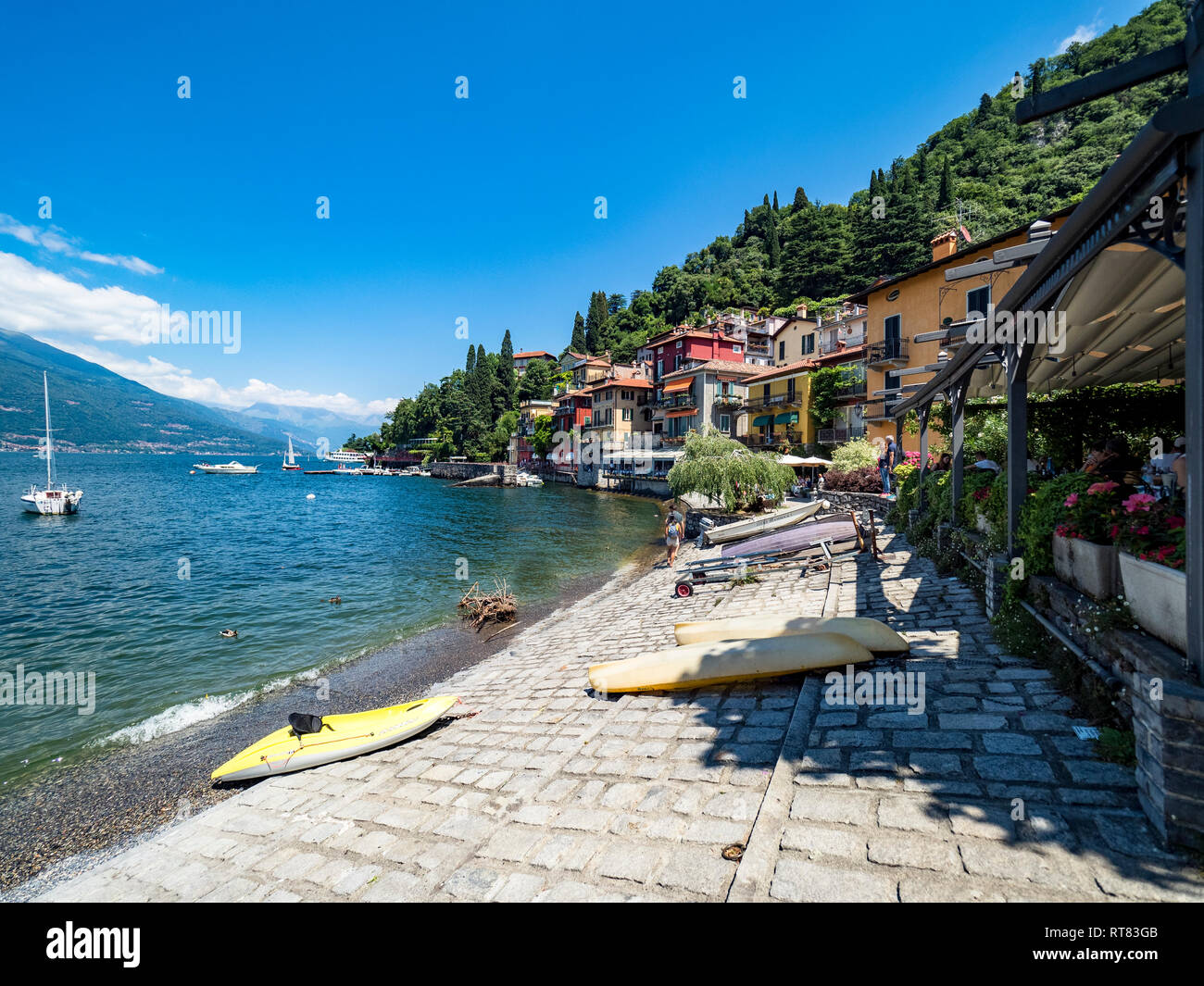 Italien, Lombardei, Varenna, Altstadt, Comer See, Seeufer Stockfoto