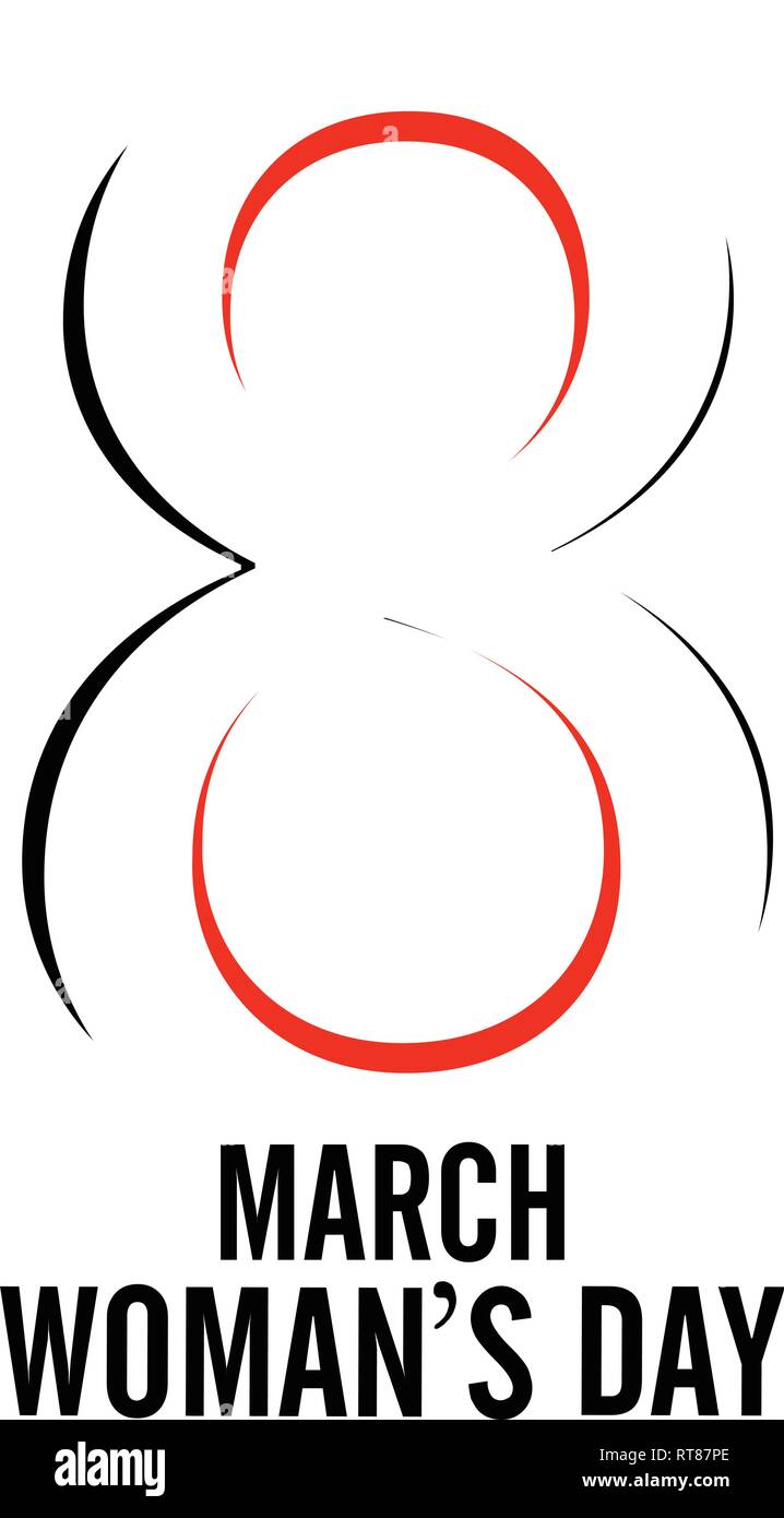 8. März Happy womans day Schriftzug Grußkarte. Stock Vektor