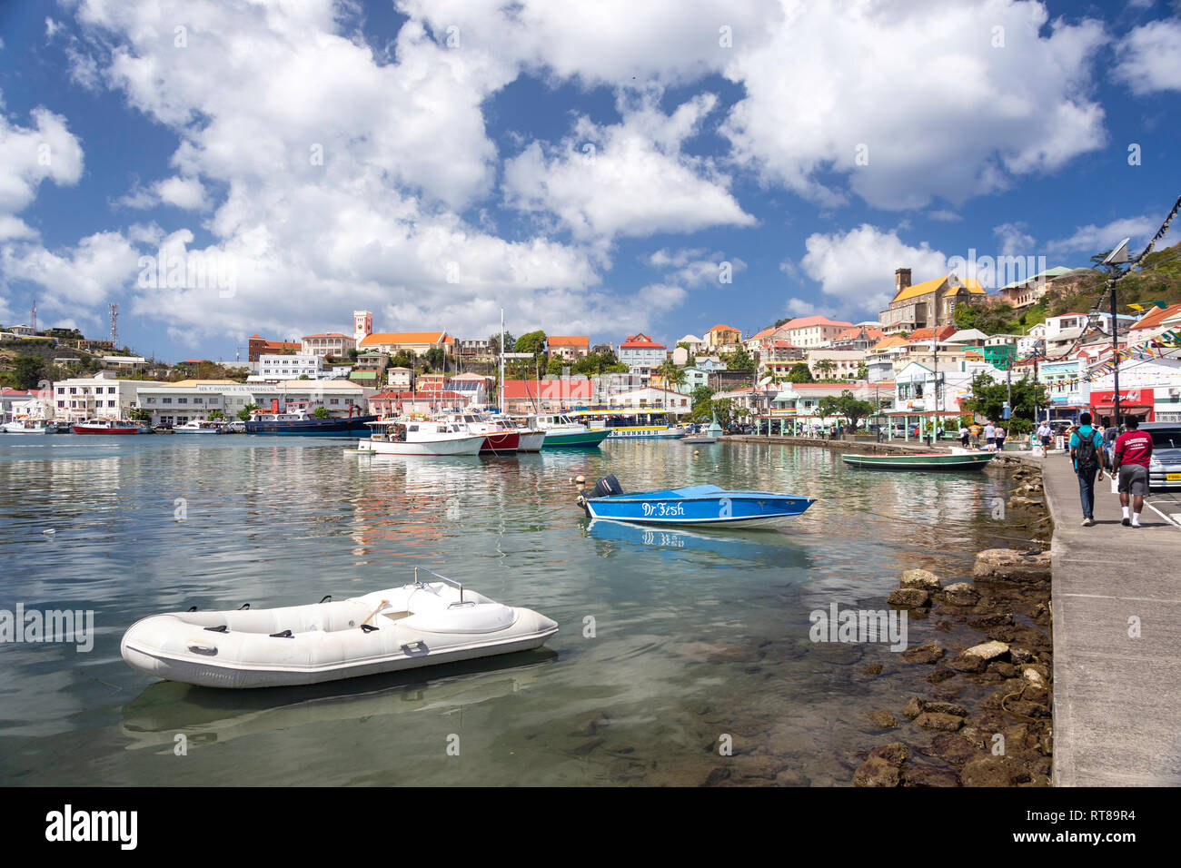 Fischerboote im Hafen Carenage, St. George's, Grenada, Kleine Antillen, Karibik Stockfoto
