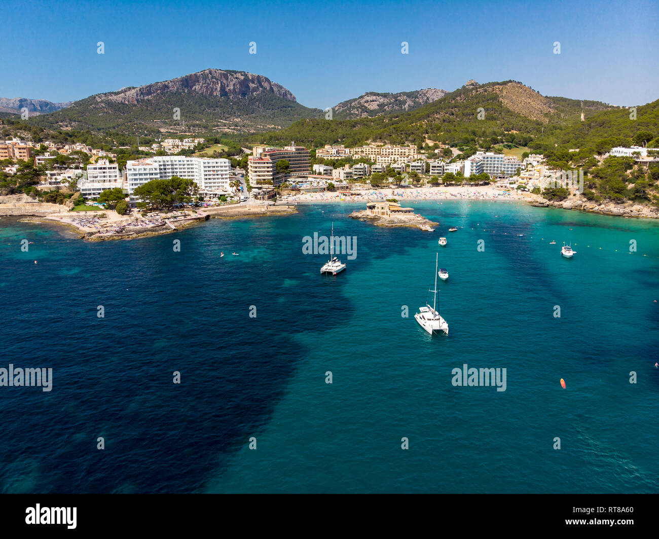 Spanien, Balearen, Mallorce, Calvia Region, Costa de la Calma, Luftaufnahme von Camp de Mar Stockfoto