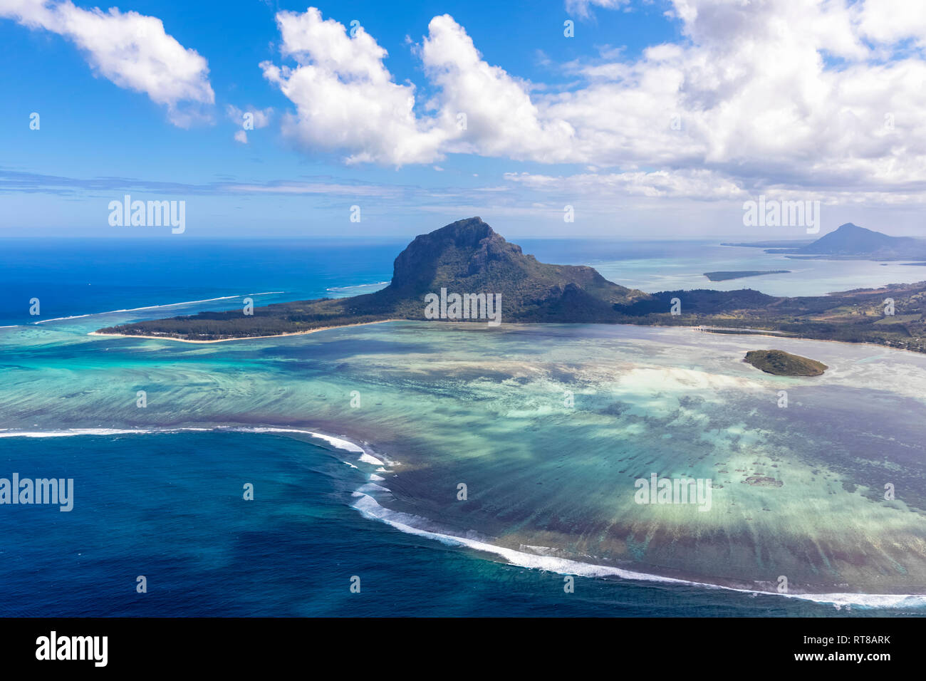 Mauritius, Südwestküste, Blick auf den Indischen Ozean, Le Morne Le Morne Brabant, Luftaufnahme Stockfoto