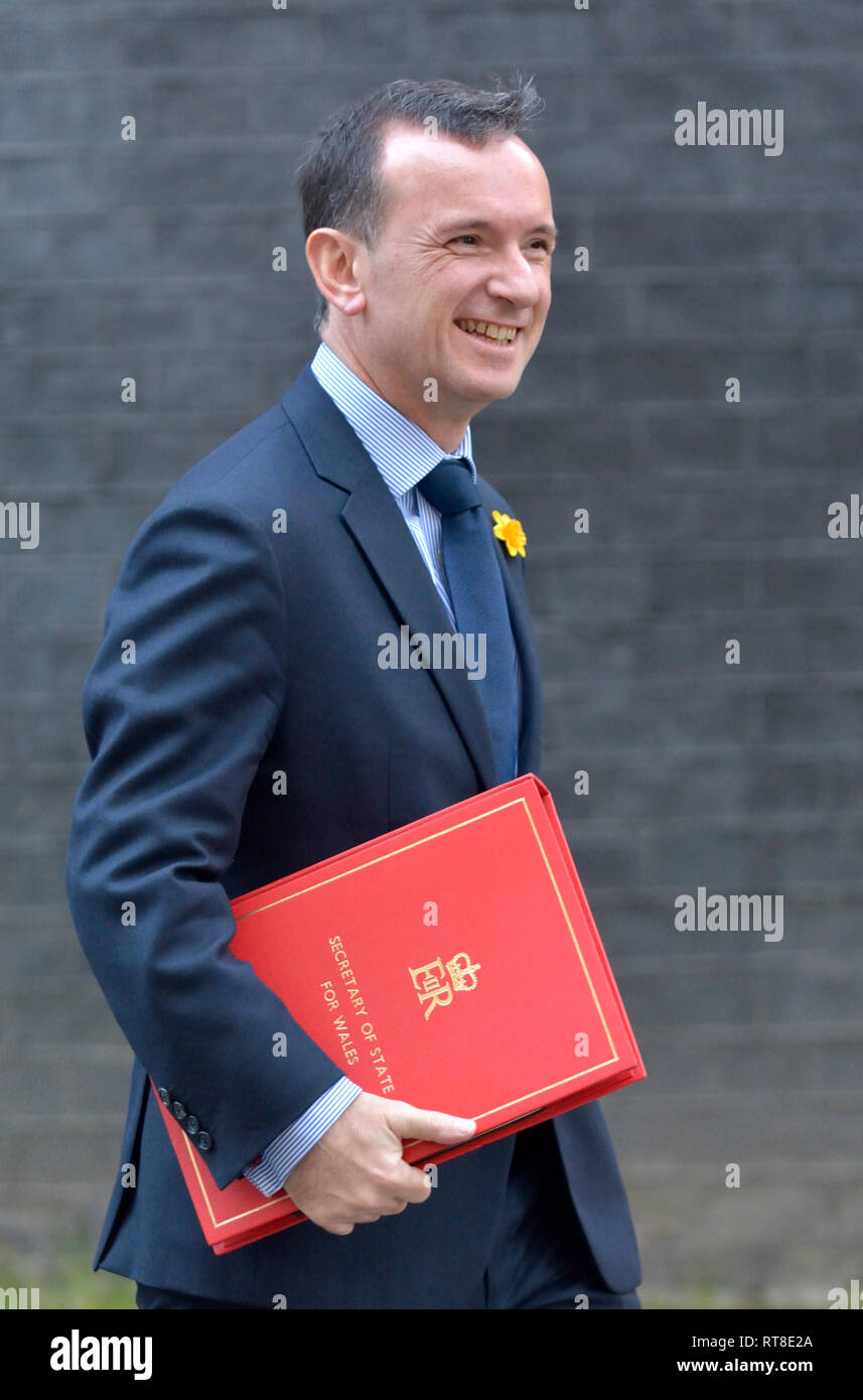 Alun Cairns MP (Con; Staatssekretär für Wales), 10 Downing Street nach einer Kabinettssitzung Feb 2019 Stockfoto