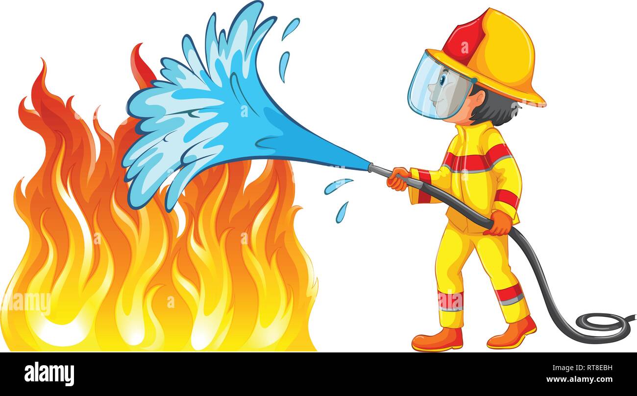 Feuerwehrmann, ein Feuer Abbildung Stock Vektor