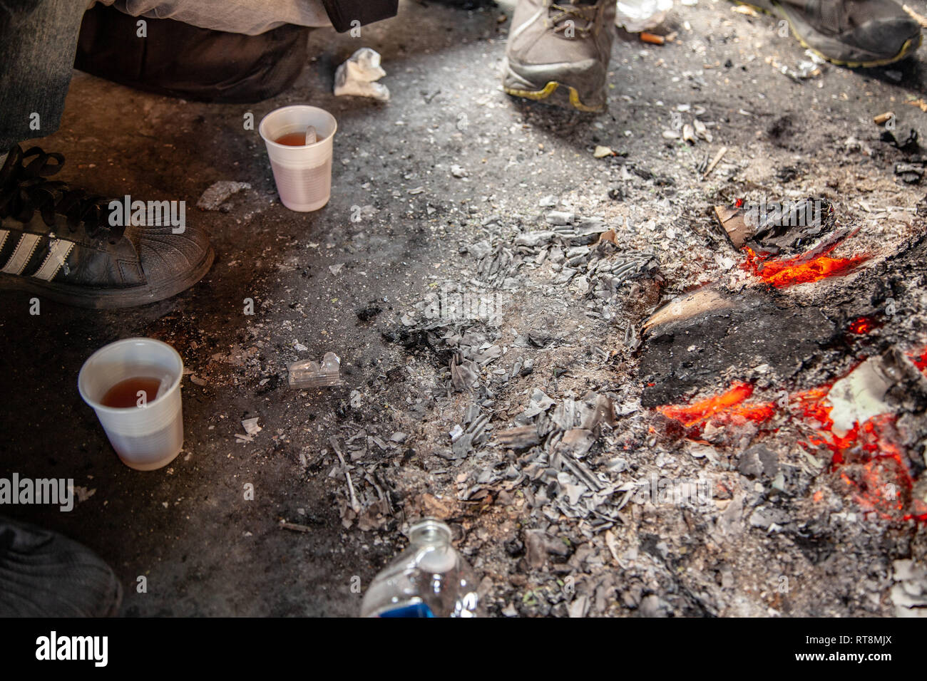 Paris 2019 Flüchtlinge Stockfoto