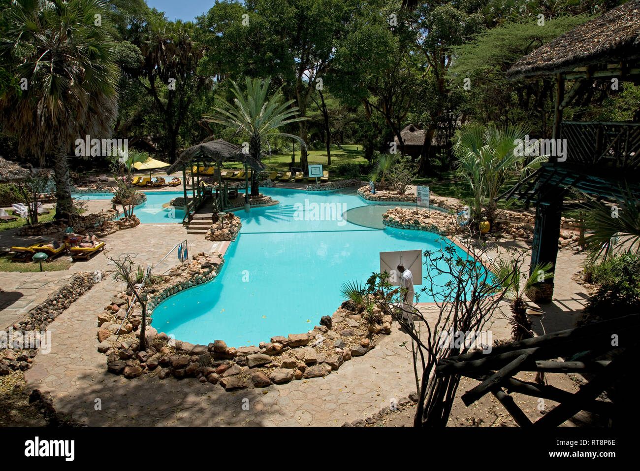 Swimmingpool, Sarova Shaba Game Lodge, Shaba National Reserve, Kenia Stockfoto