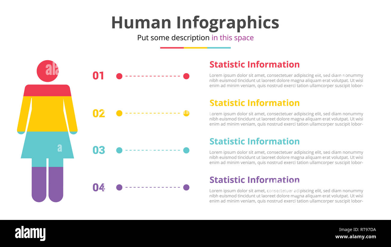 Frau weibliche Infografik Designkonzept mit Platz für Text-Vektor Stockfoto