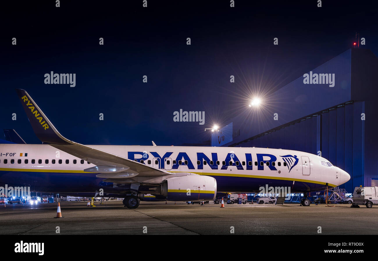 Ryanair Flugzeug in Luton, England. Stockfoto