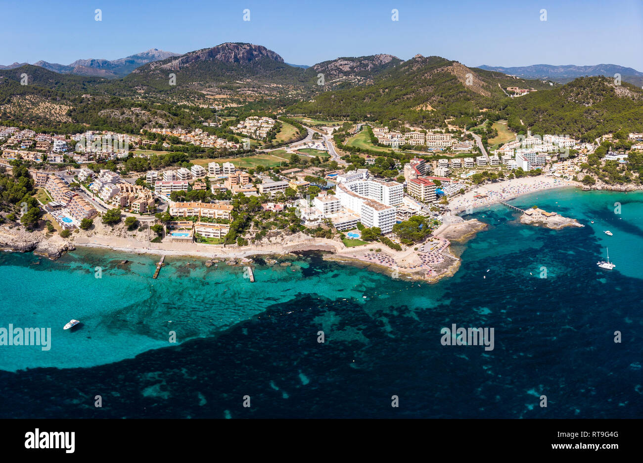 Spanien, Balearen, Mallorce, Calvia Region, Costa de la Calma, Luftaufnahme von Camp de Mar Stockfoto