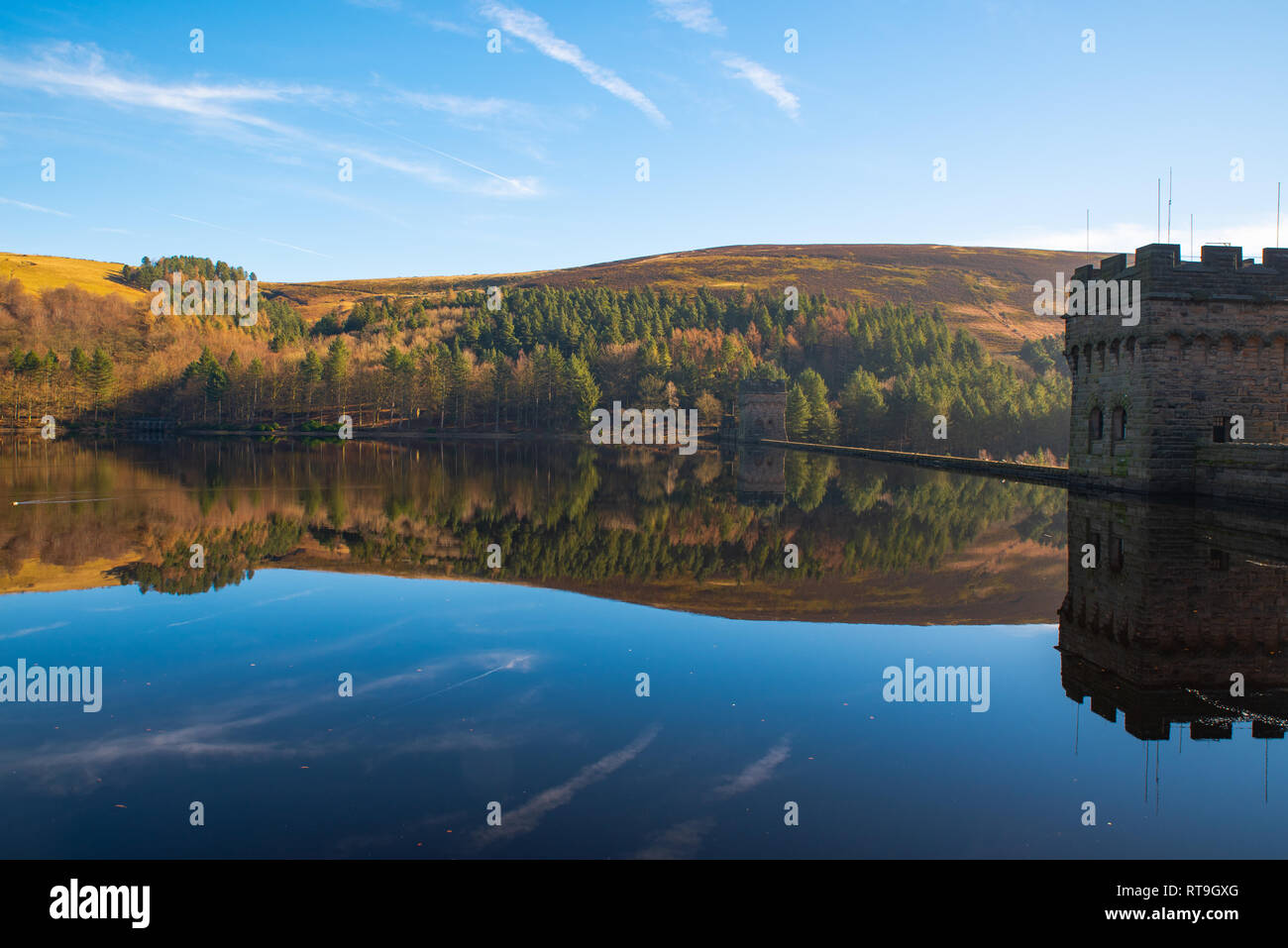 Ladybower Reservoir, Obere Derwent Valley, Derbyshire Stockfoto