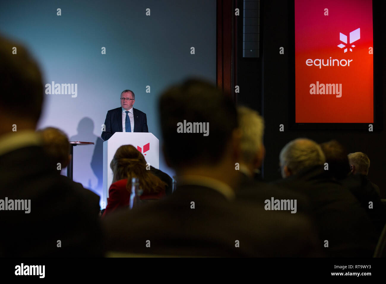 Eldar Sætre. Präsident und Chief Executive Officer (CEO) von Equinor am Capital Markets Day in London, England, Großbritannien Stockfoto