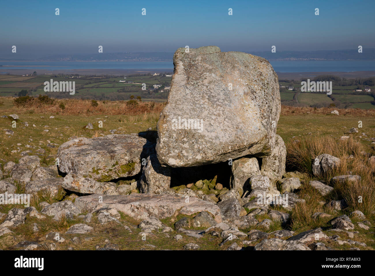 Maen Ceti Dolmen (Arthur's Stone) auf Cefn Bryn, Gower, Wales Stockfoto