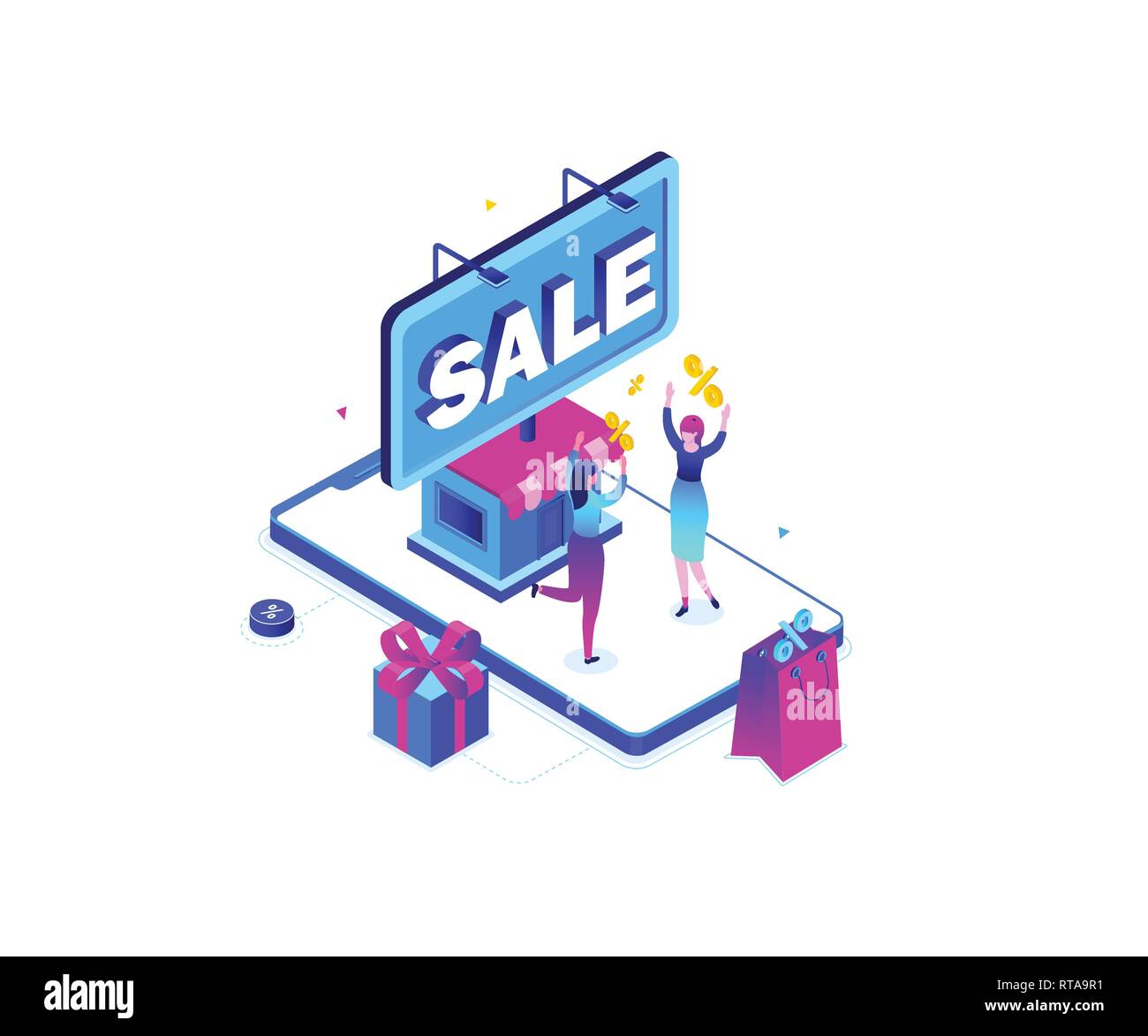 Big Verkauf - moderne und farbenfrohe isometrische Vector Illustration Stock Vektor