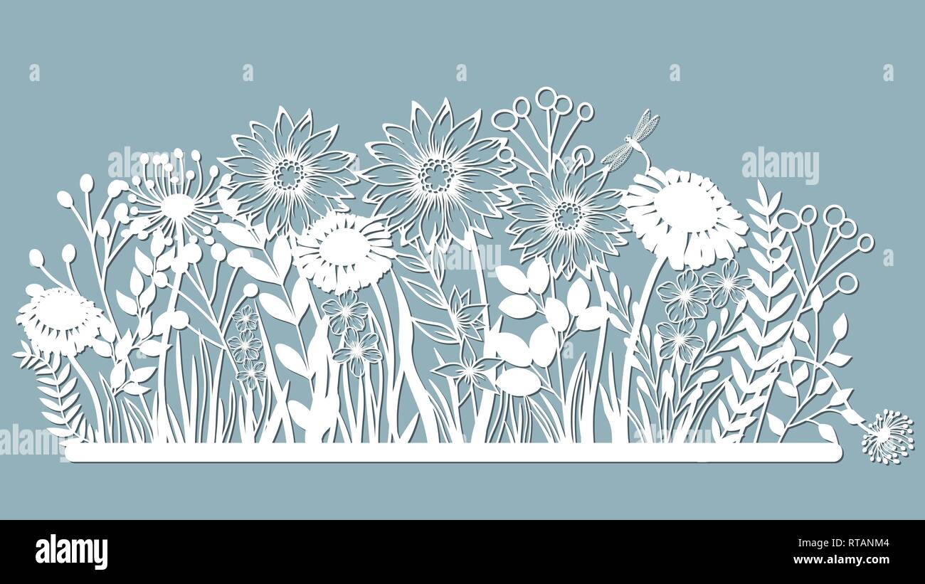 Echinacea, Kamille, schefler, edle Leberblümchen, zephyrantes, stokesia. Vector Illustration. Satz von Papier Blume, Aufkleber. Laser geschnitten. Set Vorlage für Stock Vektor