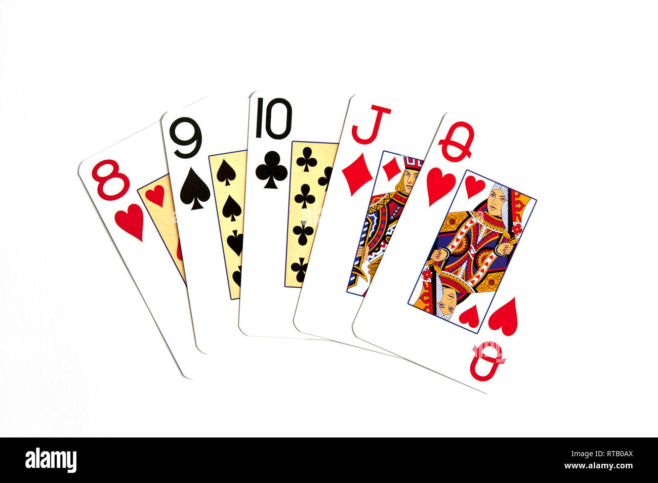 Poker Hand gerade Stockfoto