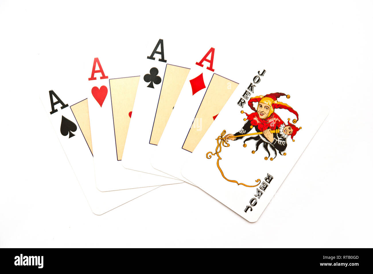 Poker Hand fünf einer Art Stockfoto