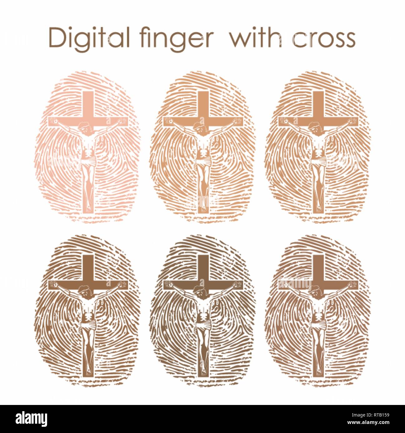 Digitale Finger mit Kreuz Stock Vektor