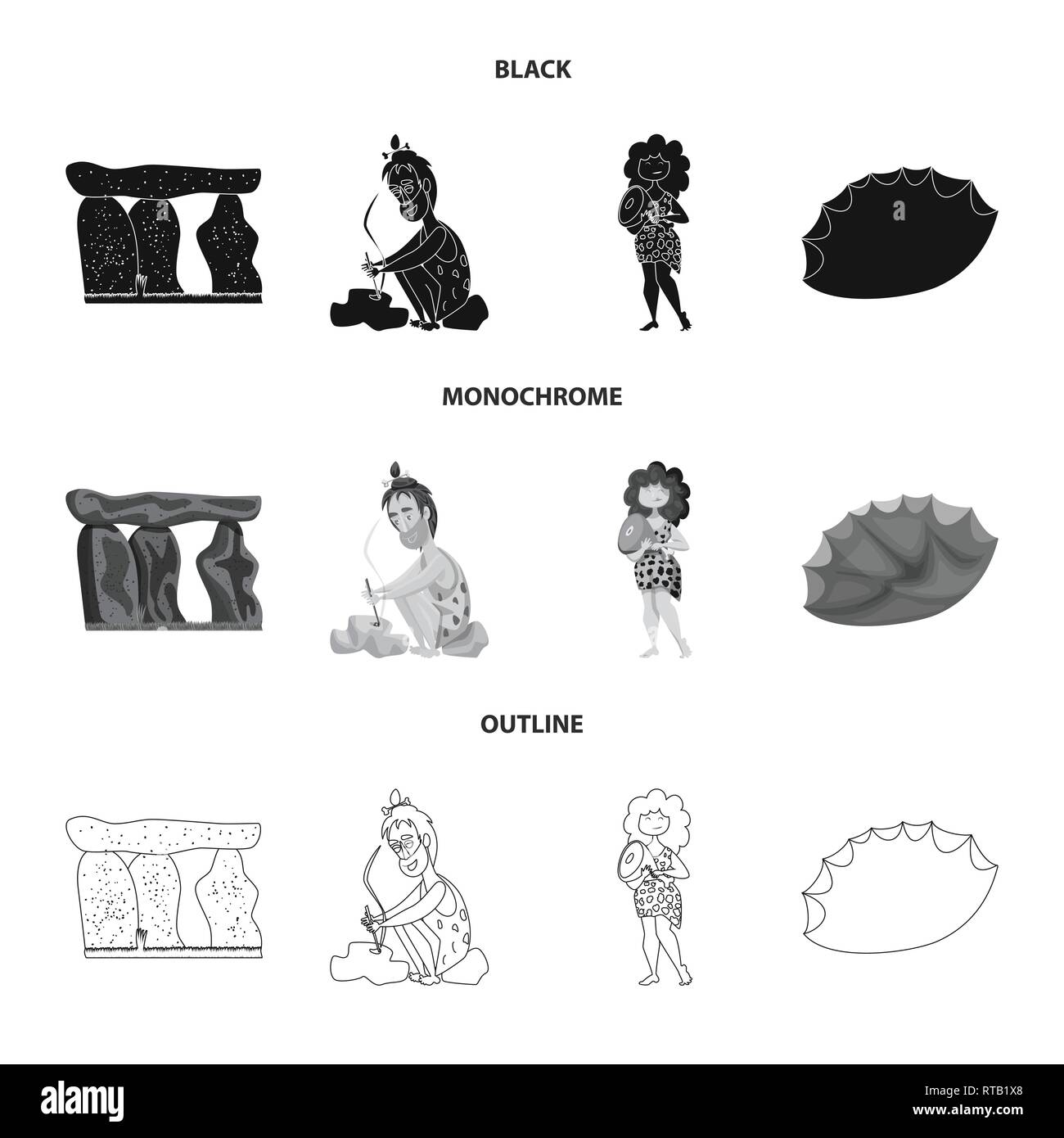 Vector Illustration der Evolution und Steinzeit Symbol. Sammlung von