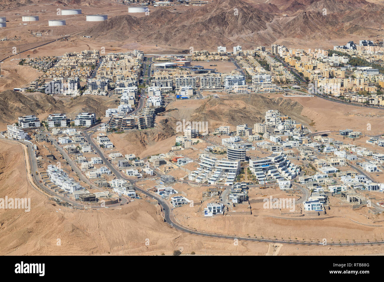 Eilat, Israel - 28. Februar 2019: Flug über die Küste bei Eilat Israel Stockfoto