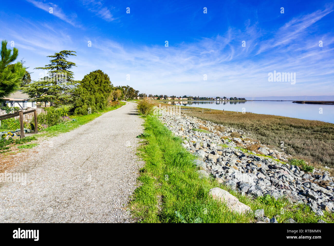 Der San Francisco Bay Trail, Redwood Shores, Kalifornien Stockfoto